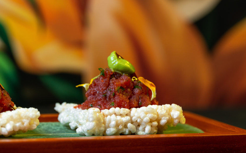 Sesame Seasoning, Crispy Rice Cracker, Avocado, Teriyaki Sauce