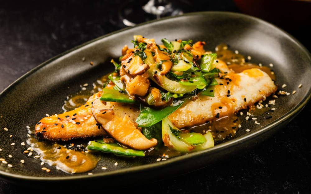Delicately cooked Branzino served with a savory Bok Choy and crisp vegetables.