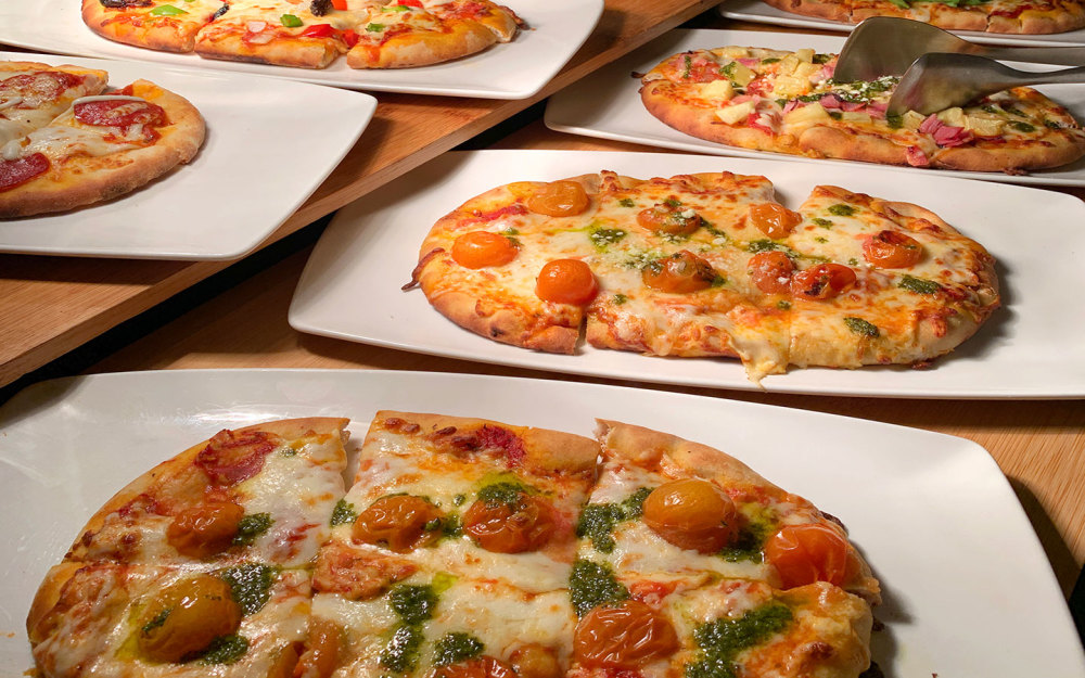 Selection of artisan pizzas