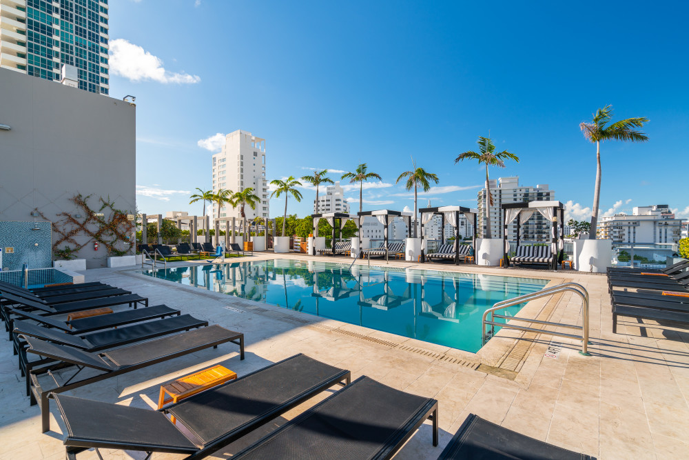 Rooftop pool and hot tub