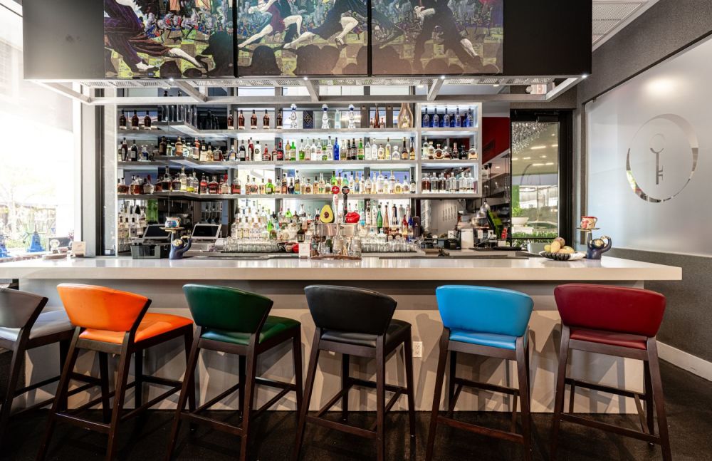 Bar area with bottle display
