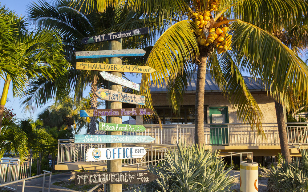 Fun location signs at Black Point Marina