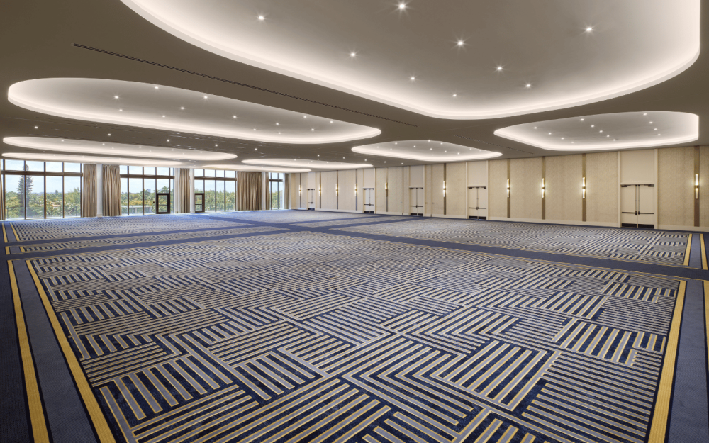 Dividable grand Pearl Ballroom featuring large layout for conventions and banquets.