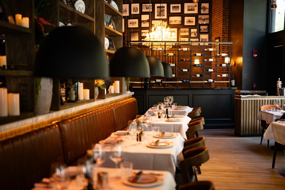Inspired by a refined baroque-style Buenos Aires bistro, the space exudes elegant eclecticism and casual-luxury charm.