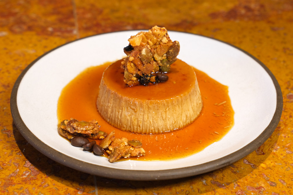 Creamy traditional cheese flan infused with coffee