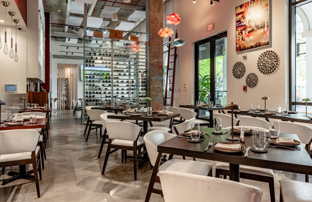 Dining Room view with wine display