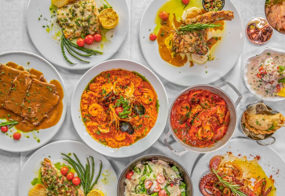 A vibrant overhead spread capturing the heart and soul of traditional Cuban cooking at Sala’o Cuban Restaurant.