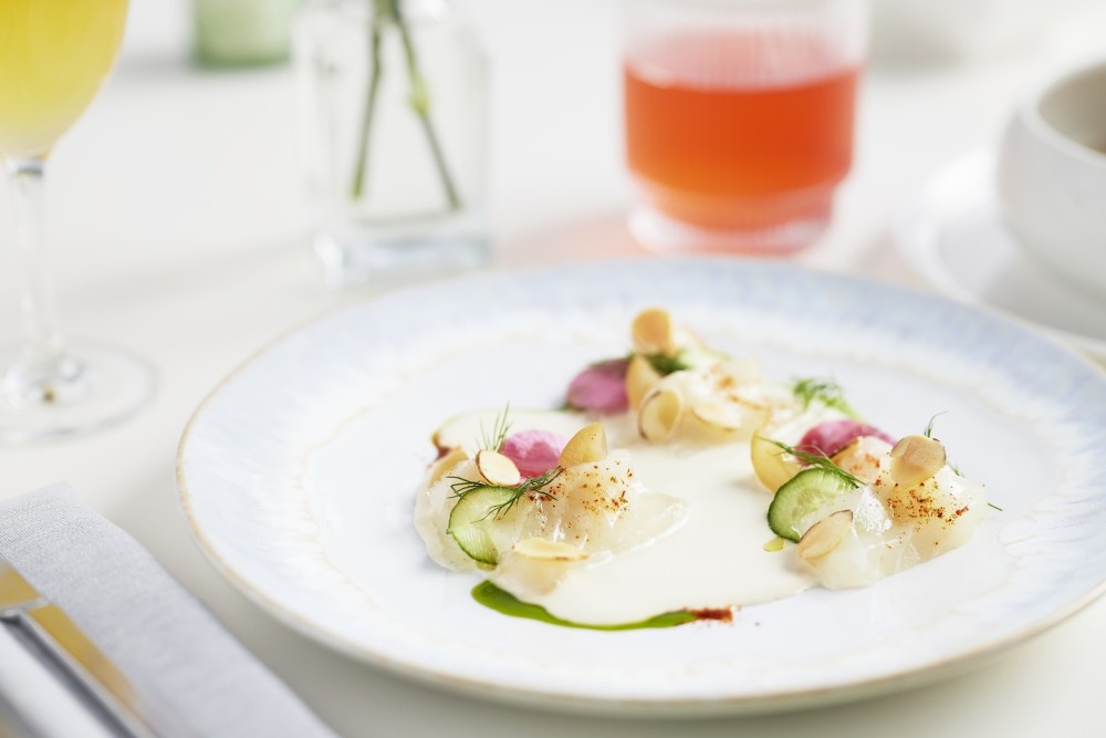 Dorade Crudo, ajo blanco, pickled grapes, dill oil (Antonio Cuellar Photography)