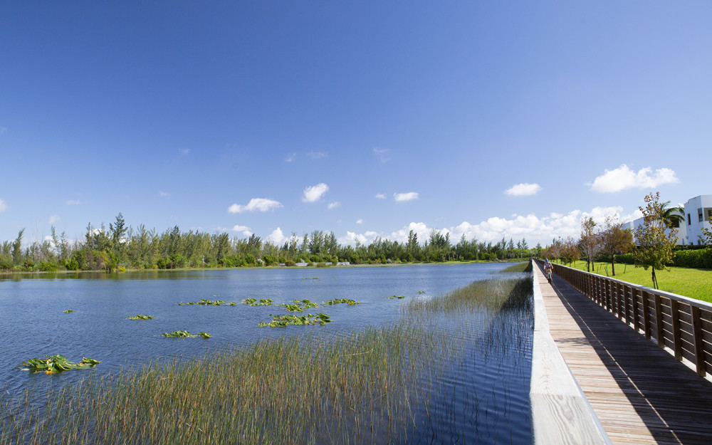 Walking pathway along water