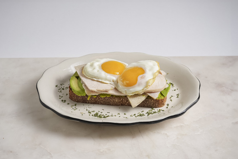 Avocado, Roasted Turkey & Egg Over Easy.