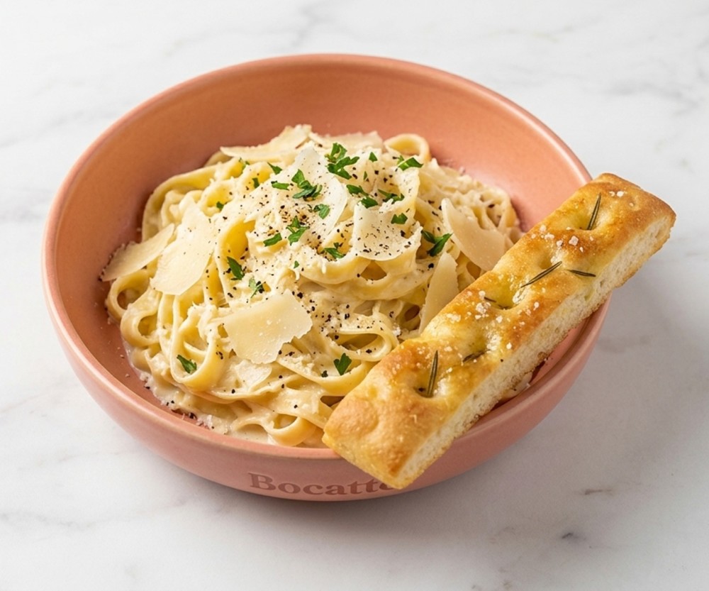 With Garlic, Butter, Cream and Parmesan Cheese