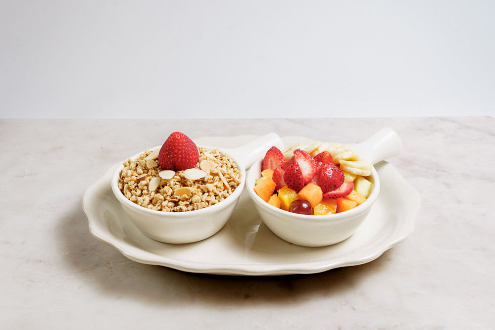 Vanilla & Almond Granola ,Low-Fat Yogurt & Fruit assortment