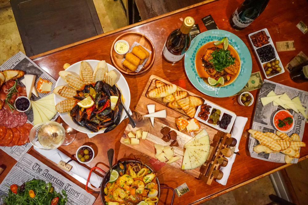 Happy Wine food offer in a table