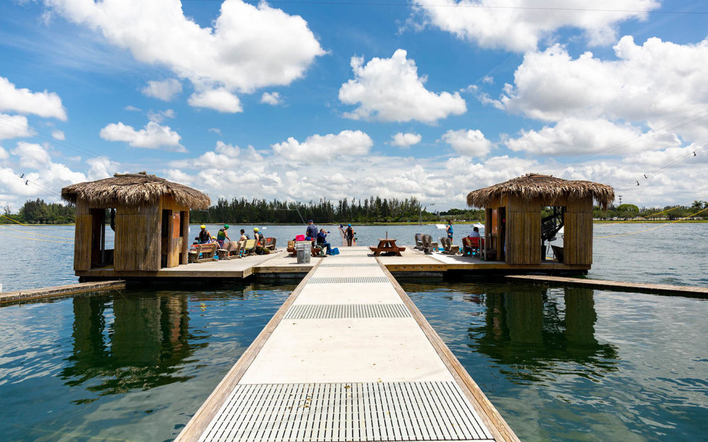 Amelia Earhart Park Watersports complex floating tikis