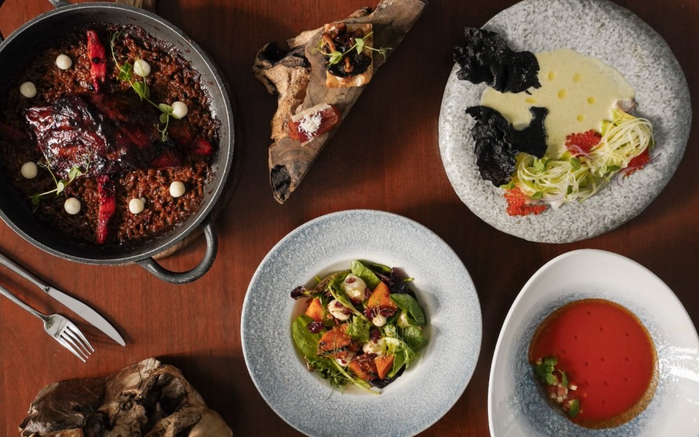 PORK RIBS RICE WITH ROASTED RED BELL PEPPER - ROASTED BUTTERNUT SQUASH SALAD - BRANZINO TIRADITO & LECHE DE TIGRE - WATERMELON GAZPACHO - PINXTOS