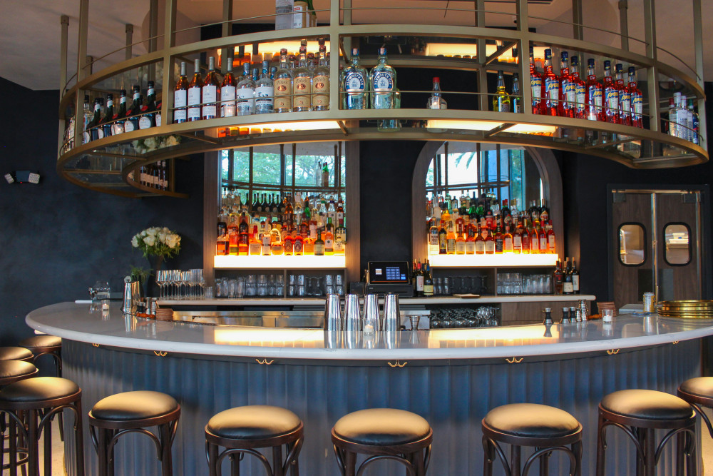 Brasserie Laurel's round bar area in the middle of our dining room.