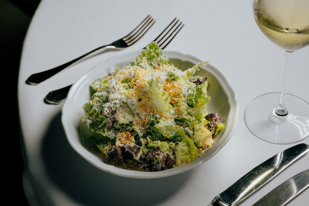 Focaccia bread crumbs, avocado, parmesan vinaigrette
