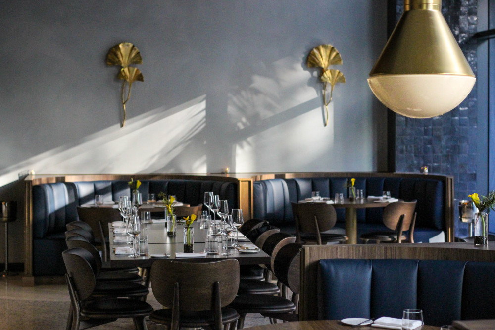Brasserie Laurel's luxurious and intimate dining room.