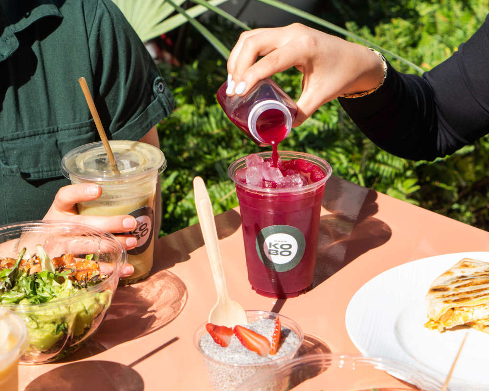 Kobo cafe, located in the courtyard is open to guest's + locals for coffee, fresh juices, pastries, wraps, salads and to-go snacks.