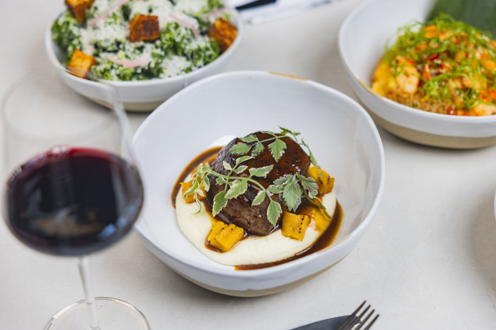 Our Carne Asada main pairs perfectly with Terrazas de los Andes red wine — a bold and balanced dining experience.