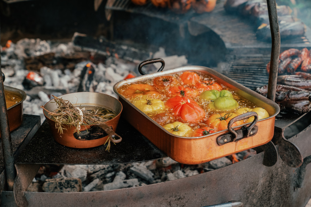 Tomatoes flamed to perfection