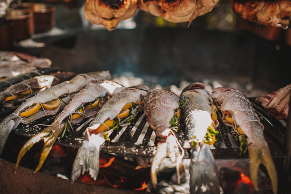 Asado flame-grilled fish