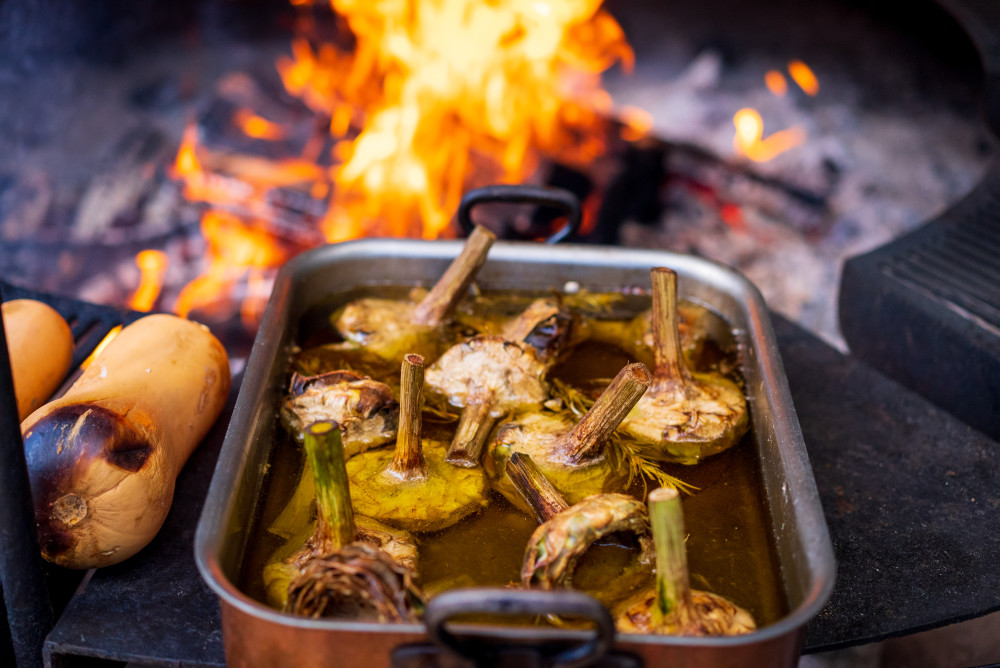 Flame-Grilled artichokes