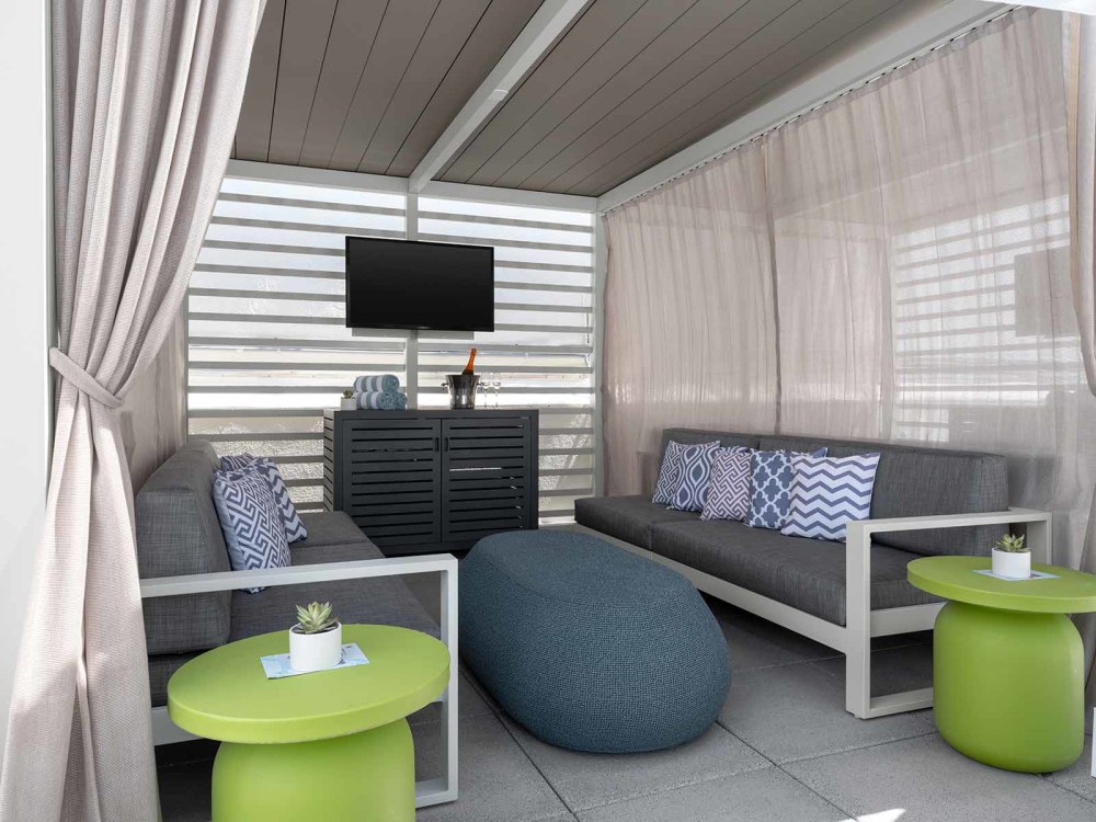 Cabanas and Daybeds are available for rental.