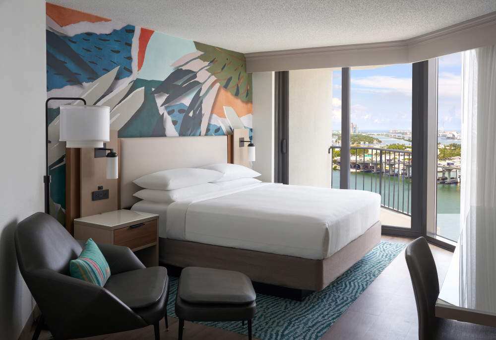 Our new, King room features hard surface flooring accented with authentic materials and natural textures, glass showers in most bathrooms, a modern workspace with premium connectivity, stylish artwork and décor inspired by the history and culture of the surrounding neighborhoods and floor to ceiling windows.
