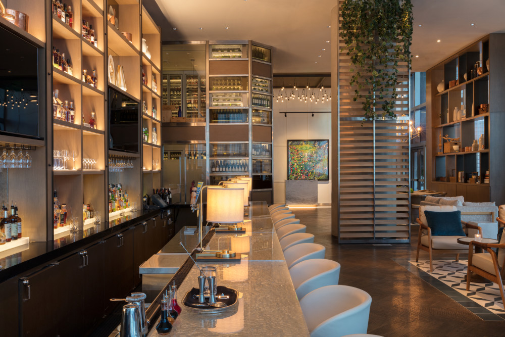 Beautiful bar in the lounge at Boulud Sud.