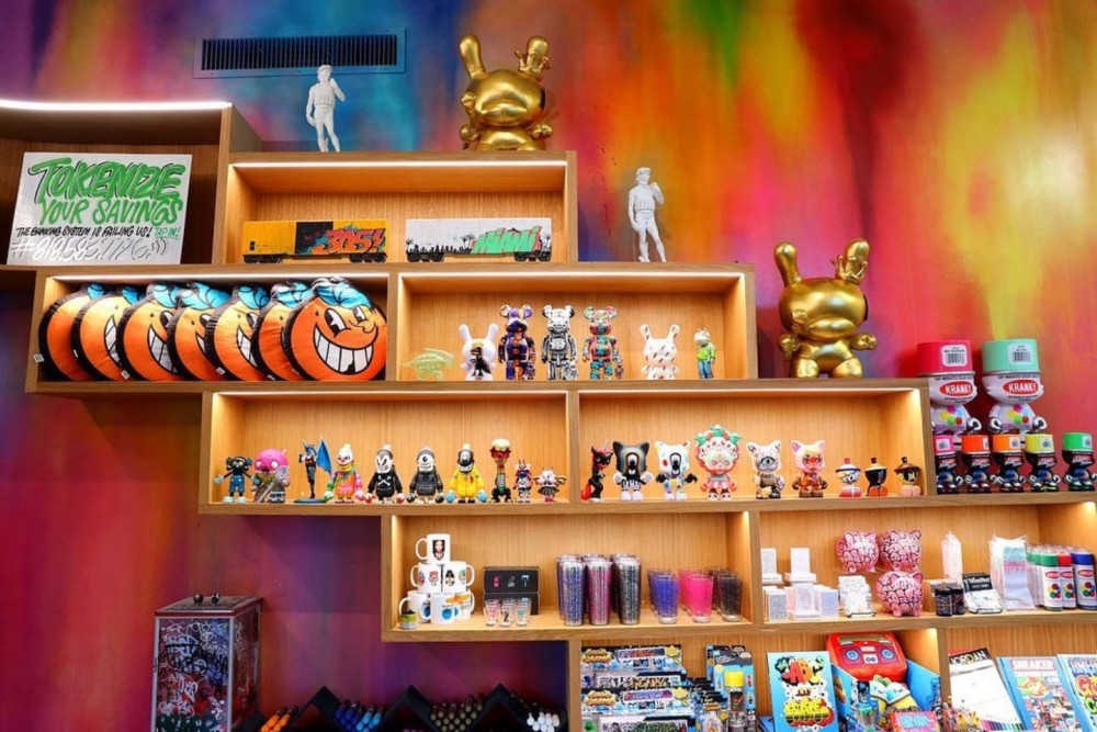 We offer a wide range of products in our gift shop. From books, vinyl collectibles, prints, art supplies, coin purses, and much more.