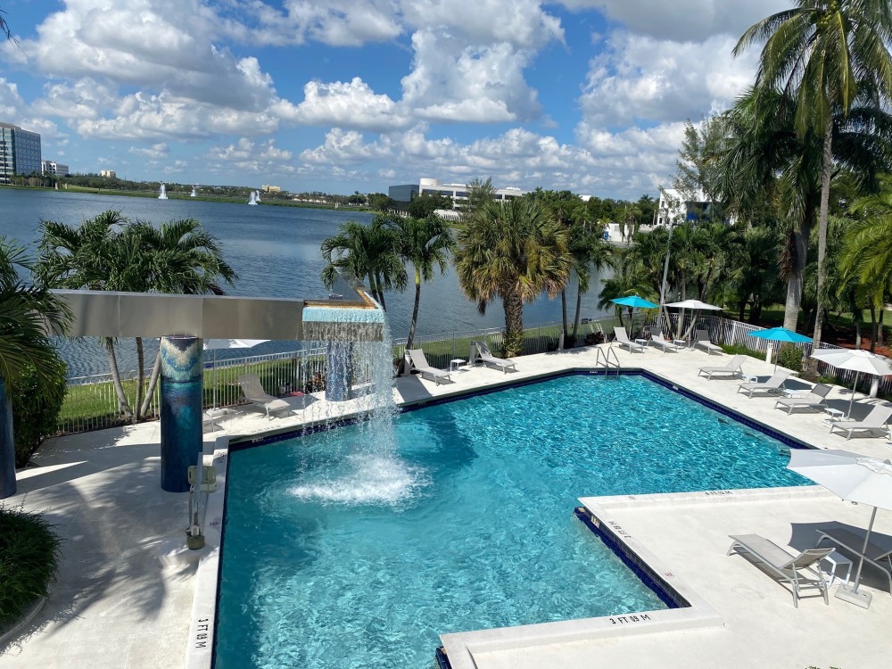 Pool with view of Blue Lagoon
