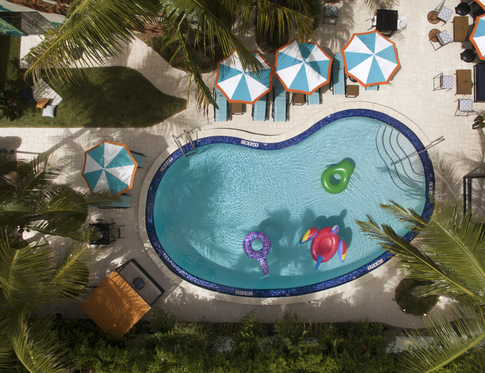 Birds eye view of the outdoor pool.