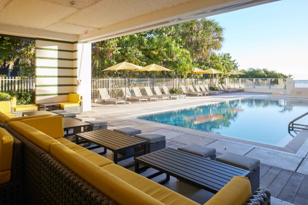 Pool area with access to the beach
