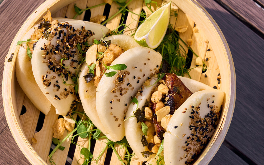 Enjoy delicious pork belly bao buns