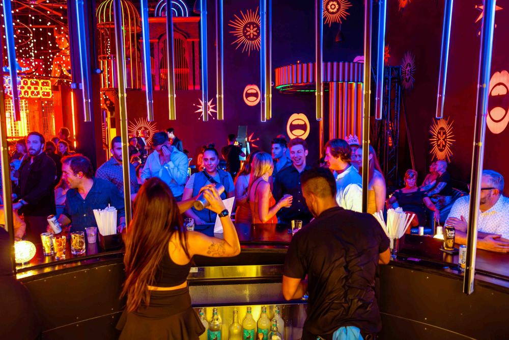 Enjoy specialty cocktails and nibbles at the Super Funland Bar