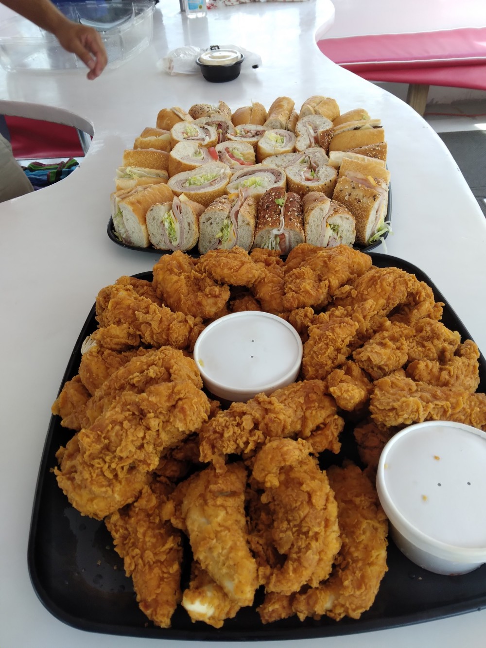 We offer some amazing catering options for the charters. We order it in advance and pick it up just prior to departure, so the presentation is always amazing and the food is always delicious!