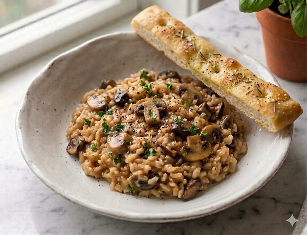 Creamy Risotto With Fresh Mix Mushrooms