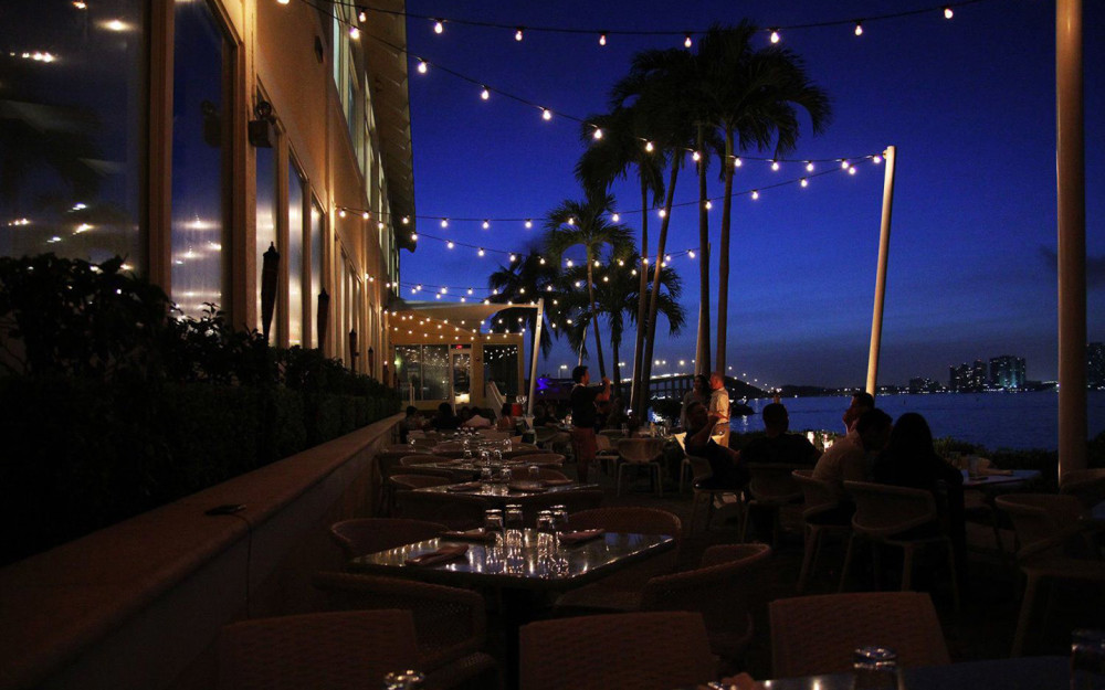 Rusty Pelican Miami patio at night