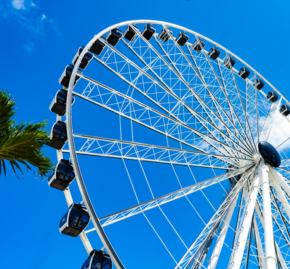 SKYVIEWS MIAMI OBSERVATION WHEEL Miami's #1 Attraction Towering almost 200 feet above Bayside Marketplace, Skyviews Miami offers unparalleled views. SKYVIEWS MIAMI OBSERVATION WHEEL Miami's #1 Attraction Towering almost 200 feet above Bayside Marketplace, Skyviews Miami offers unparalleled views.