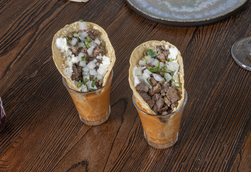 (2) Fresh tenderloin, corn tortilla, sautéed onions and mixed peppers, cilantro, Mexican cream, queso fresco, Tulum sauce.