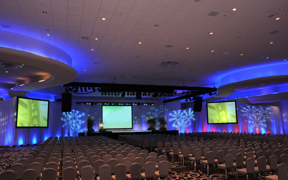 Audio, Video, Lighting, and Draping done for this corporate conference's general session