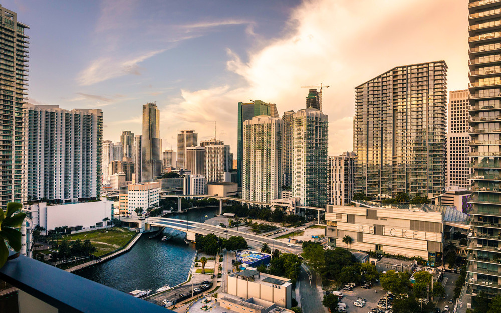 Miami Skyline sunset view from our rooftop