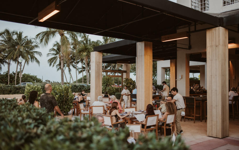 The outdoor dining terrace at Sushi Bichi