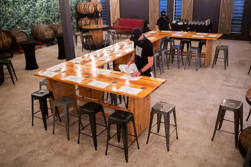 The Barrel Room can hold up to 80 guests with room for a DJ or plugging their own music into our speakers.