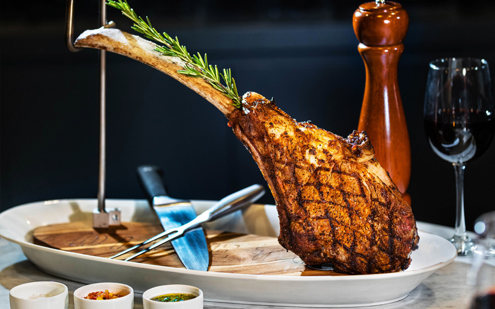 40 oz. Bone-in rib eye directly from the grill to your table! Seasoned with a perfect mix of spices.