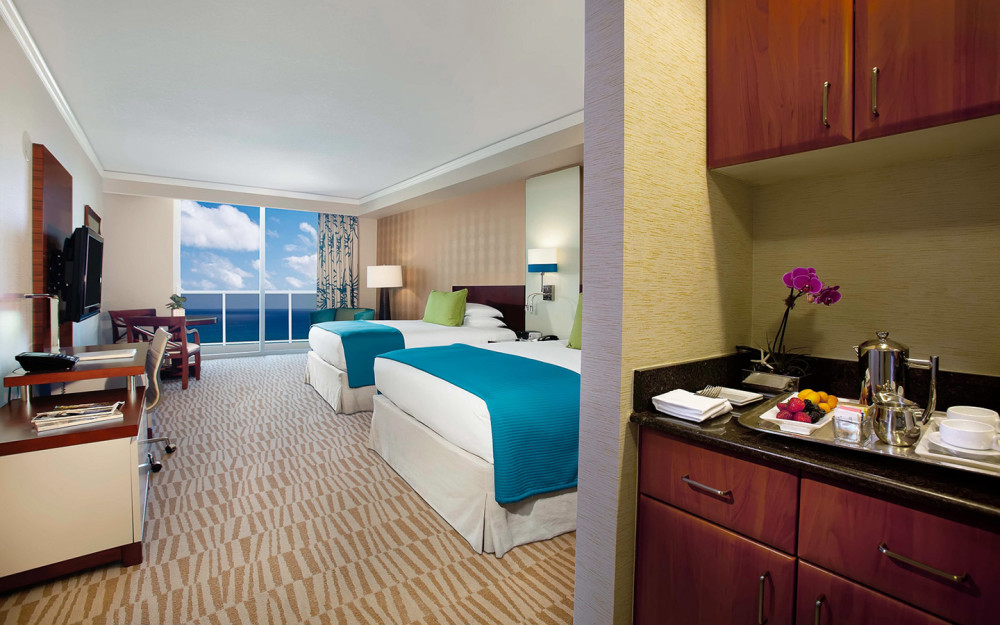 Deluxe Studio with wet bar area at Trump International Beach Resort.