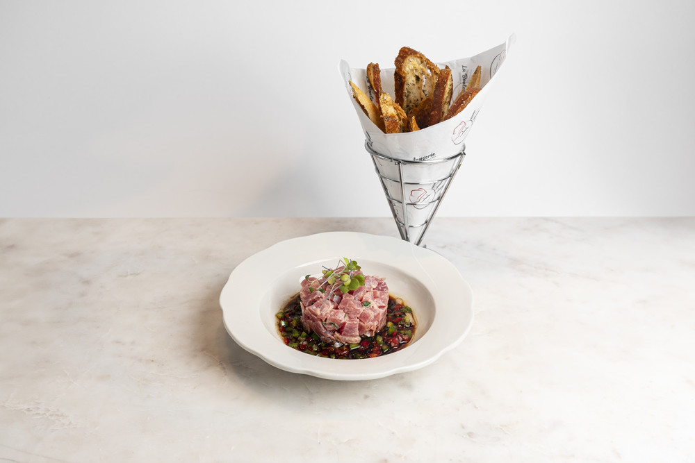 Grade A Tuna, Jalapeno Mayo, vegetable crudités with Sesame Seed Oil & Soy Sauce