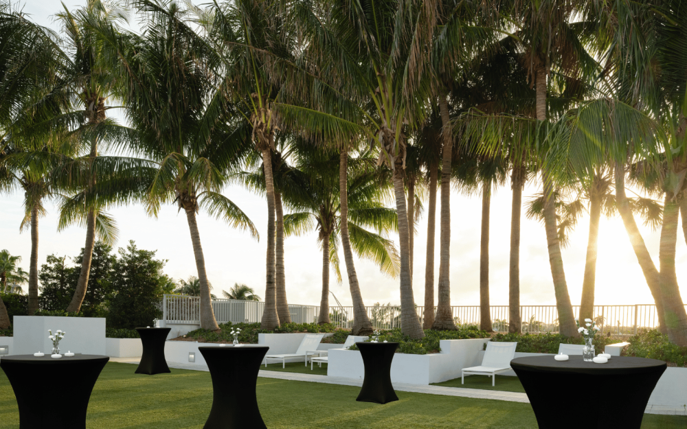 Rooftop Reception Setup w/ Tall Tables