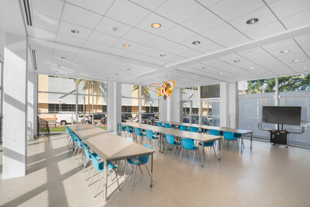 View of the new Waterview Classroom at The Bass Creativity Center. Photography by Zachary Balber. Courtesy of The Bass, Miami Beach.
